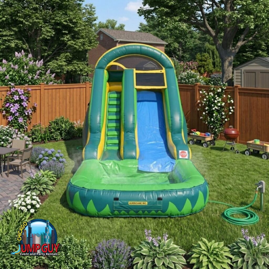 13Ft Palm Tree Water Slide Compact rental for Skokie IL events in ZIP codes 60076 and 60077