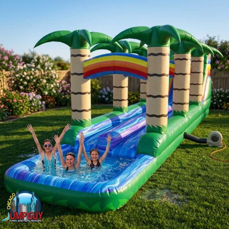 34Ft Long Lane Tropical Slip N Slide W Splash Pool1 rental for Skokie IL events in ZIP codes 60076 and 60077