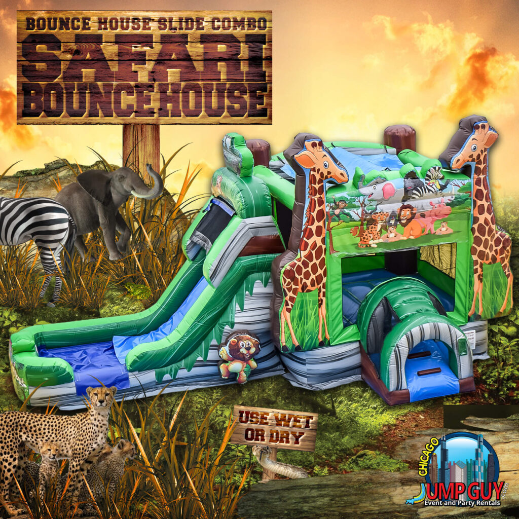 Safari Bounce House Slide rental for Skokie IL events in ZIP codes 60076 and 60077